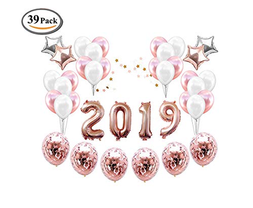 ICheap 2019 Confetti Latex Balloons Rose Gold Decorations, 40inch Number 2019 Balloons for New Year Eve Festival Party Supplies, Independence Day Celebration, School Graduation Party Décor