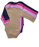 Leveret Long Sleeve 4-pack Solid Baby Girls Bodysuit 100% Cotton(6-12 Months, Multi)