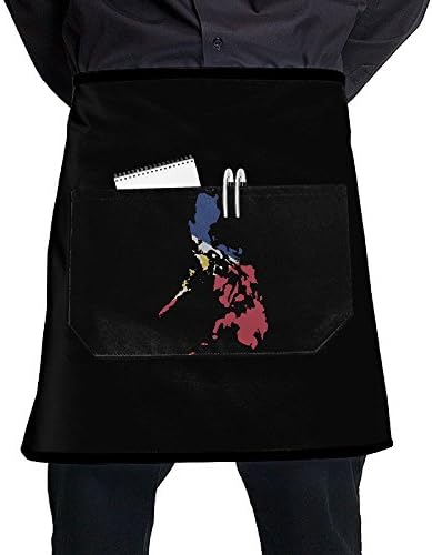 Unisex Short Aprons Filipino Map Philippines Flag Baking Sleeveless Anti-Fouling Overalls Portable Pocket Design