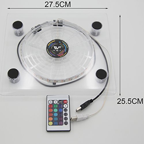 WOWLED USB RGB LED PC Cooling Fan Pad Stand with IR Remote Wireless Controller for PS4