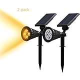 Solar Spotlight, IP65 Waterproof 4 LED Solar Lights Wall Light,Auto-on/Off Security Light Landscape Light 180° angle Adjustable for Tree,Patio,Yard,Garden,Driveway,Pool Area.(2 Pack/3500K)