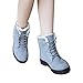 Susanny Suede Flat Platform Sneaker Shoes Plus Velvet Winter Women's Lace Up Grey Cotton Snow Boots 7.5 B (M) US