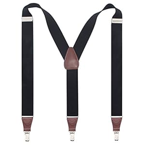Bioterti Men’s Y-shape 1.4 Inch Suspender -3 Metal Clips, Elastic Straps www.denim.fit