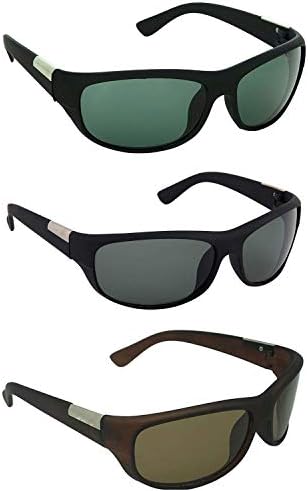 Crazywinks UV Protection Sports Biker Sunglasses for Men and Women (Green, Black, Brown) – Combo of 3