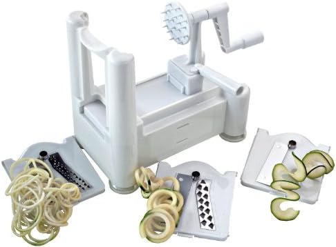 Tri-Blade Plastic Spiral Vegetable Slicer with Bonus Vegetable Peeler (White)