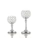 VINCIGANT Silver Crystal Pillar Candle Holders Set of 2 for Votive Tealight Candles/Modern Home Decor Gift for Anniversary Celebration/Table Centerpieces,8 and 10 Inches Tall