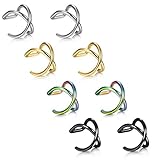 LOYALLOOK 8-10Pcs Stainless Steel 16 Gauge Cross X Ear Cuff Cartilage earrings Fake Conch Piercing for Mens Womens