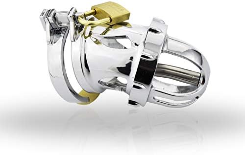 Bondage Masters Chastity Cage with Removable Urethral Tube and Air-Flow Cage, The Fortress, Silver