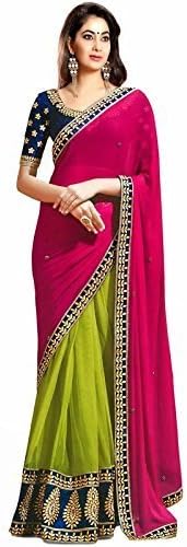 White World Embroidered multi colored Georgette saree for women's Latest design party wear wedding and casual