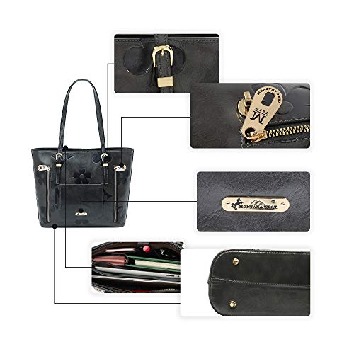Montana West Large Vegan Leather Concealed Carry Tote Bag for Women Shoulder Handbag Fashion Purse USA-MWC-G018BK