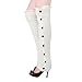 Tirain Women Knitted Flat Button Down Crochet Leg Warmers with Lace Trim FBA(White)
