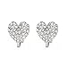 Rhodium Plated Pave Crystal Heart Clip On Earrings(10mm)