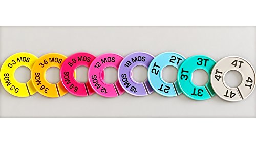 Discount Sizing Colored Closet Rack Size Divider Organizer Set- 24 Pieces Baby Toddler - Various Quantities Available (24) (Multicolor)