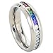 FlameReflection 6mm Titanium Unisex Lesbian Gay Pride Wedding Band Rainbow CZ Ring Size 5-13 SPJ