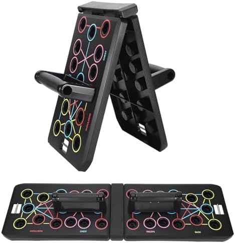 Push Up Rack Board 15 in 1 pieghevole multifunzione Home Training Fitness Equipment, Portable Push-Up Training Frame, Adjustable Push-Up Board, manico rotondo
