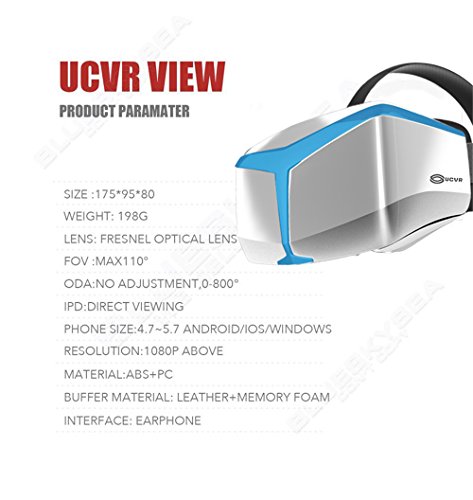 Chunnuan-UCVR-VIEW-Virtual-Reality-VR-3D-360-Degrees-Full-View-Immersive-Gaming-Experience-Glasses-Blue-For-5-To-57-Inch-Smarthone-Blue