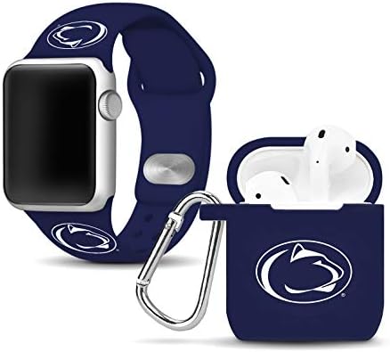 Affinity Bands Penn State Nittany Lions Silicone Watch Band and Case Cover Combo Compatible with Apple Watch and AirPod Case