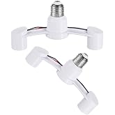 NUOBESTY E27 Light Socket Adapter Converter Double Bulb Socket Splitter Light Bulb Adapter for E27 Screw Base Ideal for Home Garage Basement 2-Pack
