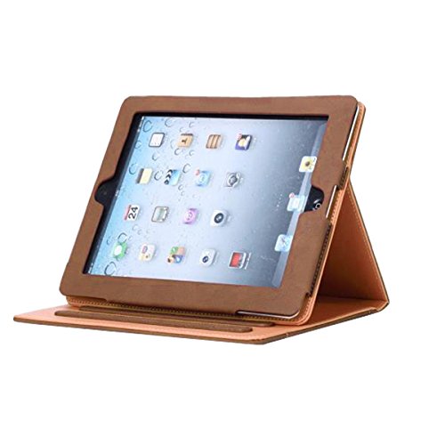 New 2017 iPad 9.7 Case (2017 Released), JYtrend Multi-Angle Viewing Stand Leather Folio Smart Cover with Big Front Pocket Auto Wake Up/Sleep for A1822 A1823 (Brown)