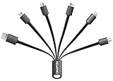 CHAFON Multi USB Cable with Type C,Micro,Mini USB Ports for Charging- Black