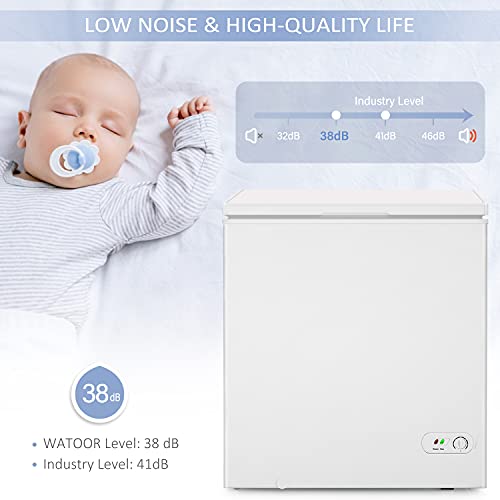 WATOOR 5.0 Cu.ft Chest Freezer Small Deep Freezer Mini Outdoor Chest