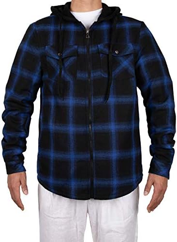 Blue Hooded Flannel Jacket Online Sales 