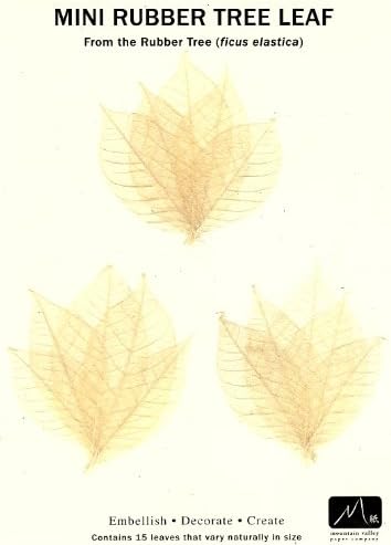 SNOW GLITTERY MINI RUBBER TREE LEAVES - Pack of 150