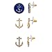 Lux Accessories Anchors Multi Earring Set (3PC)