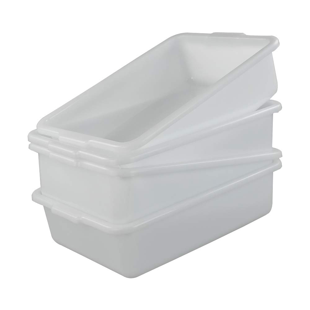 Asking Set of 4 Plastic Washing Up Bowl/ Commercial Bus Box, Shallow Storage Tray White, 13 L