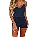 Dreamskull Women Summer Casual Spaghetti Strap Adjustable Waist Drawstring Short Jumpsuit Solid Cami Romper for Girl