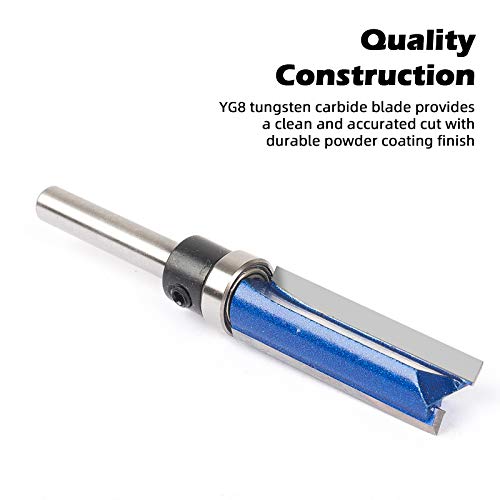 KOWOOD Plus Pattern Flush Trim Router Bit Set, 1/4 Inch Shank, Top