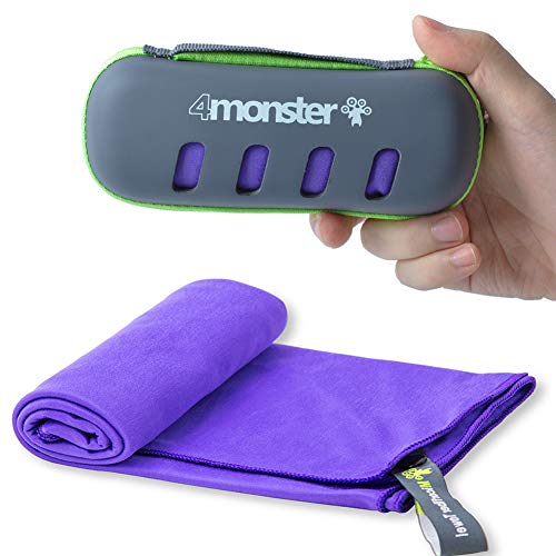 toalla de microfibra 4monster, toalla de viaje, toalla de camping, tamaño mediano 24 x 48 ¡±, secado rápido, peso ligero suave, adecuado para gimnasio, playa, natación, mochilero y más