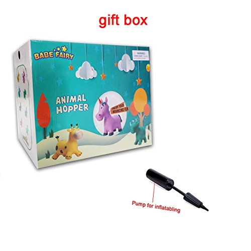 Babe Fairy Jumping Horse-Bouncy Horse Hopper with Pump-Inflatable Ride-On Animal-Toddler Bouncy Animal-Birthday Gift for Kids (Blue Unicorn)