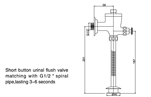 Brass Button Type Manual Exposed Urinal Flush Valve , Polished Chrome