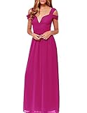 Hodoyi Women's Sexy Off-Shoulder Straps Long Chiffon Split Beach Prom Party Dress-FBA