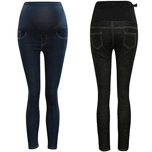 Dsood High Waisted Pants Set for Women,Pregnant Woman Solid Jeans Maternity Pants Trousers Nursing Prop Belly Legging,Petite