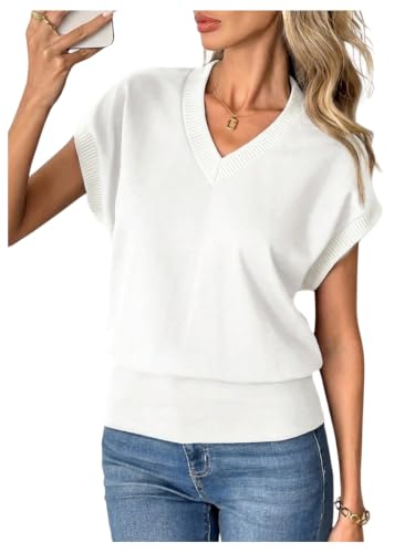 RoseSeek Women's V Neck Dolman Cap Sleeve Cinched Waist Business Tee Tops at Amazon