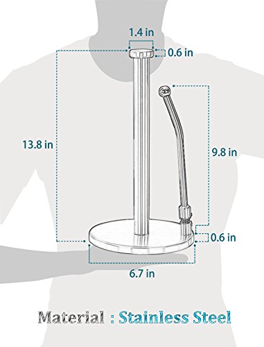 Stand Up Paper Towel Holder, Easy to Tear, Sturdy Stainless Steel, Paper Towel Dispenser with Anti Rust Weighted Base for Tissue and Garbage Bags in Roll