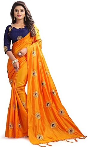 Ugam Fashion Party Wear Ethinic Wear Embroidery Paper Silk Saree/Sari with Blouse