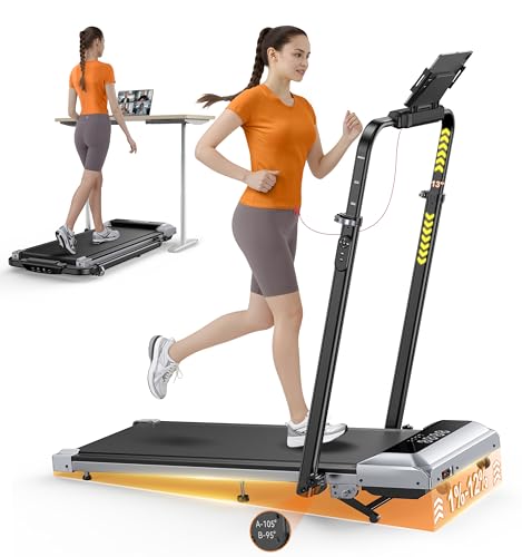 6 in 1 Treadmill, Slope 1%-6%-12%, Speed 12km/h, Telescopic Riser Height 115CM, Riser Angle 95°-105°, 2.5 HP, Compact and Portable,Family Friendly