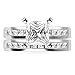 Kobelle Sterling Silver Cubic Zirconia Princess Cut CZ Wedding Engagement Ring Set