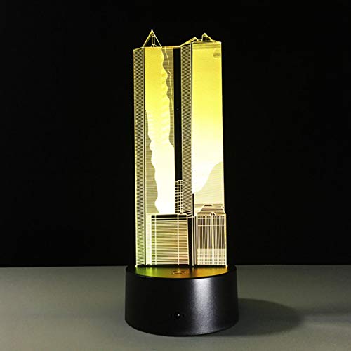Novelty Building 3D Illusion Acrylic Desk Table Lamp Remot and Touch Switch 7 Color Changing Led 3D Night Light for Home Decorï¼ŒSykdybz