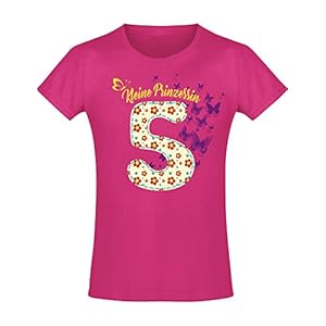 Meisjes verjaardag T-shirt: 5 jaar met bloemen – Vijf vijfde verjaardag kind – cadeau-idee – prinses prinses – glitter…