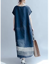 Celmia vestido largo holgado de algodón de manga corta para mujer