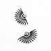 Black Art Deco Fan Feather Chunky Stud Earrings