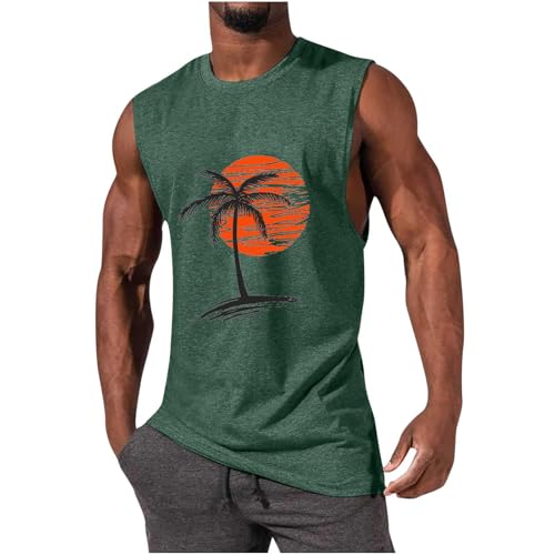Mens Sleeveless Tank Tops-Hawaiian Workout Gym Shirts Summer… at Amazon