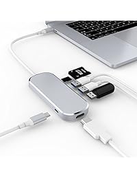 USB C Hub, 6 en 1 Multi adaptador de puerto con tipo C puerto de carga, puerto HDMI, SD TF lector de tarjetas, 3 puertos USB 3.0 Diseño de aluminio para MacBook, Samsung, Chromebook y más tipo C dispositivo
