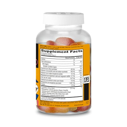 AIRBORNE KIDS 500MG VITAMIN C GUMMIES, KIDS IMMUNE SUPPORT ZINC GUMMIES WITH POWERFUL ANTIOXIDANTS VIT C & E – 63 , ASSORTED FRUIT FLAVOR