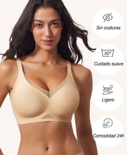 Ganado Women's Wireless Bra Lace Padded Comfort Seamless Push up Bralette