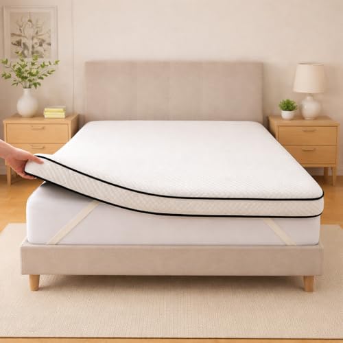 CasaVora Homes High Density Soft Foam Mattress Topper (10cm Thickness) | Premium Knitted Fabric | Plush Comfort & Support | Breathable, Durable, Luxury Bed Topper (Super King - 200 x 200 cm)